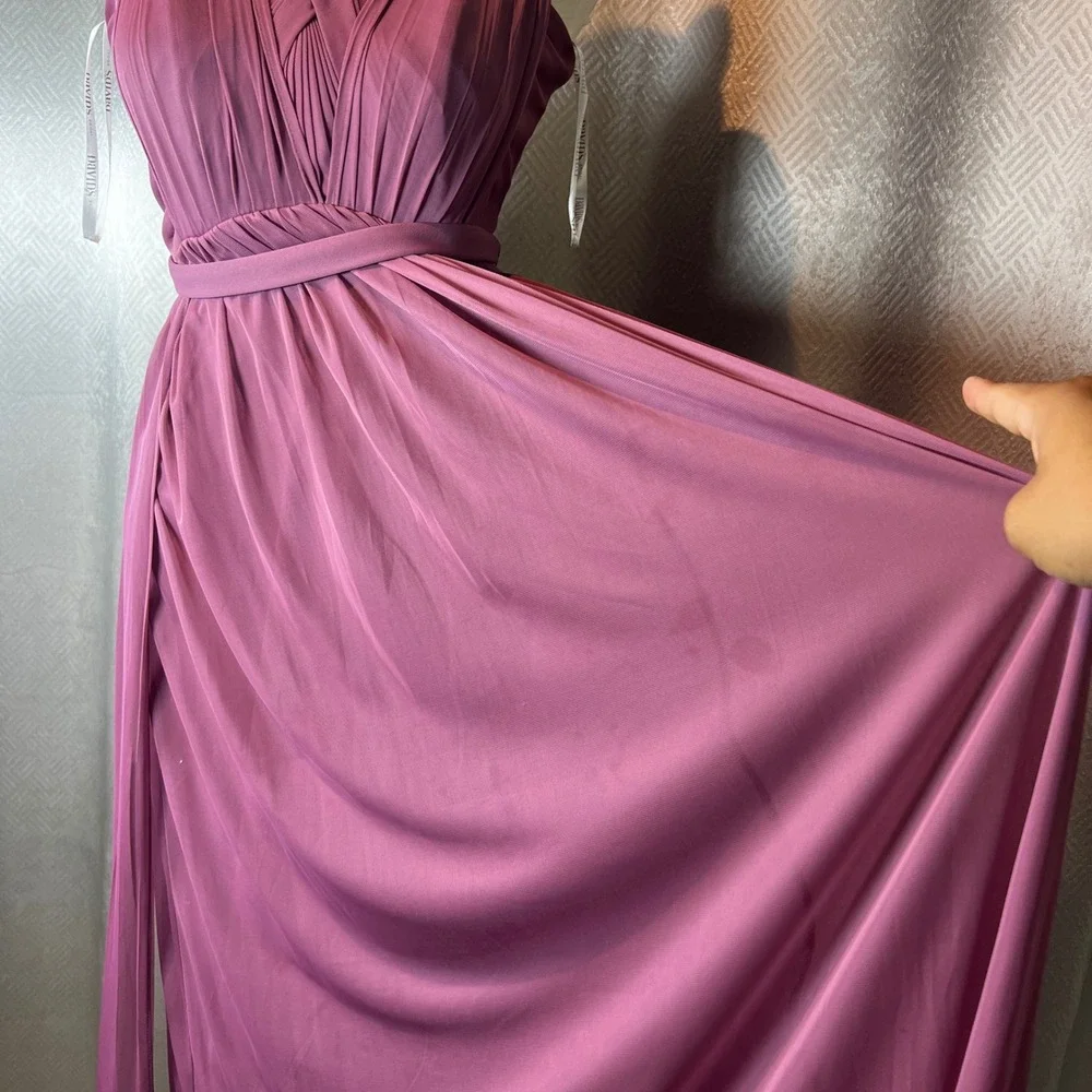 David's Bridal Bridesmaid Dress Convertible Maxi Gown Formal Mauve Size 8 - Picture 11 of 13